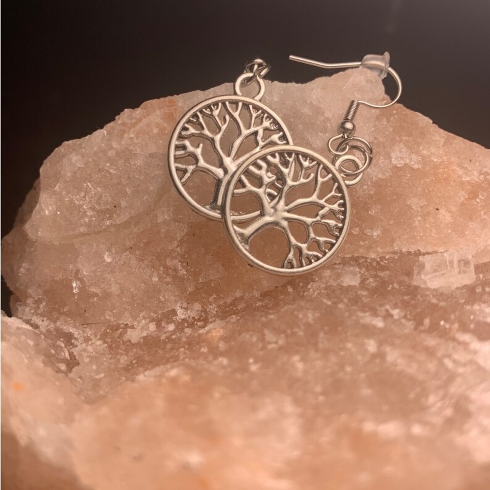 New Woman’s 925 Sterling Silver Tree Of Life Boho Handmade Drop Dangle Earrings - Picture 4 of 16